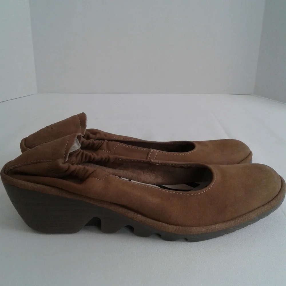 Fly London Yala Wedge Brown Suede Slip-On Size 38 US Women’s 7.5–8